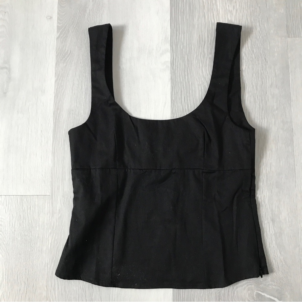 PALISADE BLACK CAMISOLE SHELL TOP SCOOPED SCULPTED WOMENS SMALL